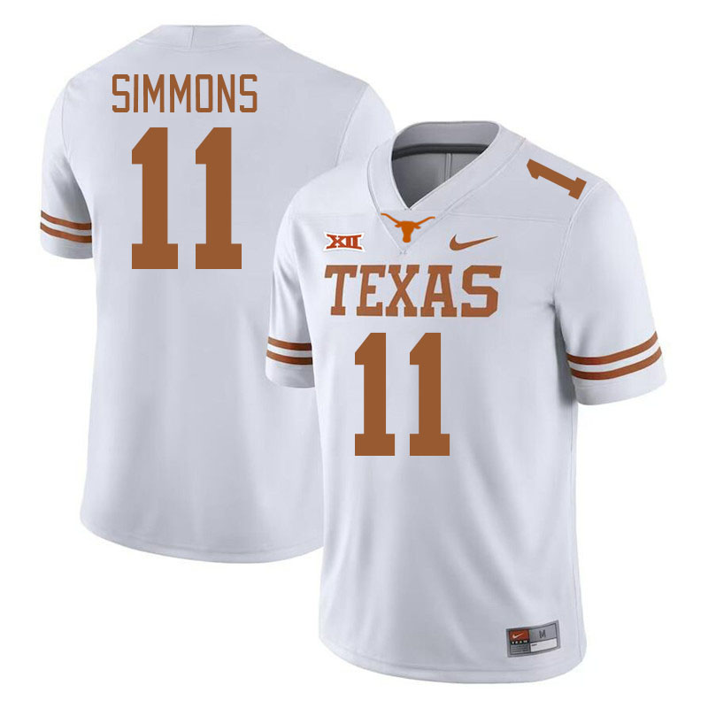 Men #11 Colin Simmons Texas Longhorns College Football Jerseys Stitched-White